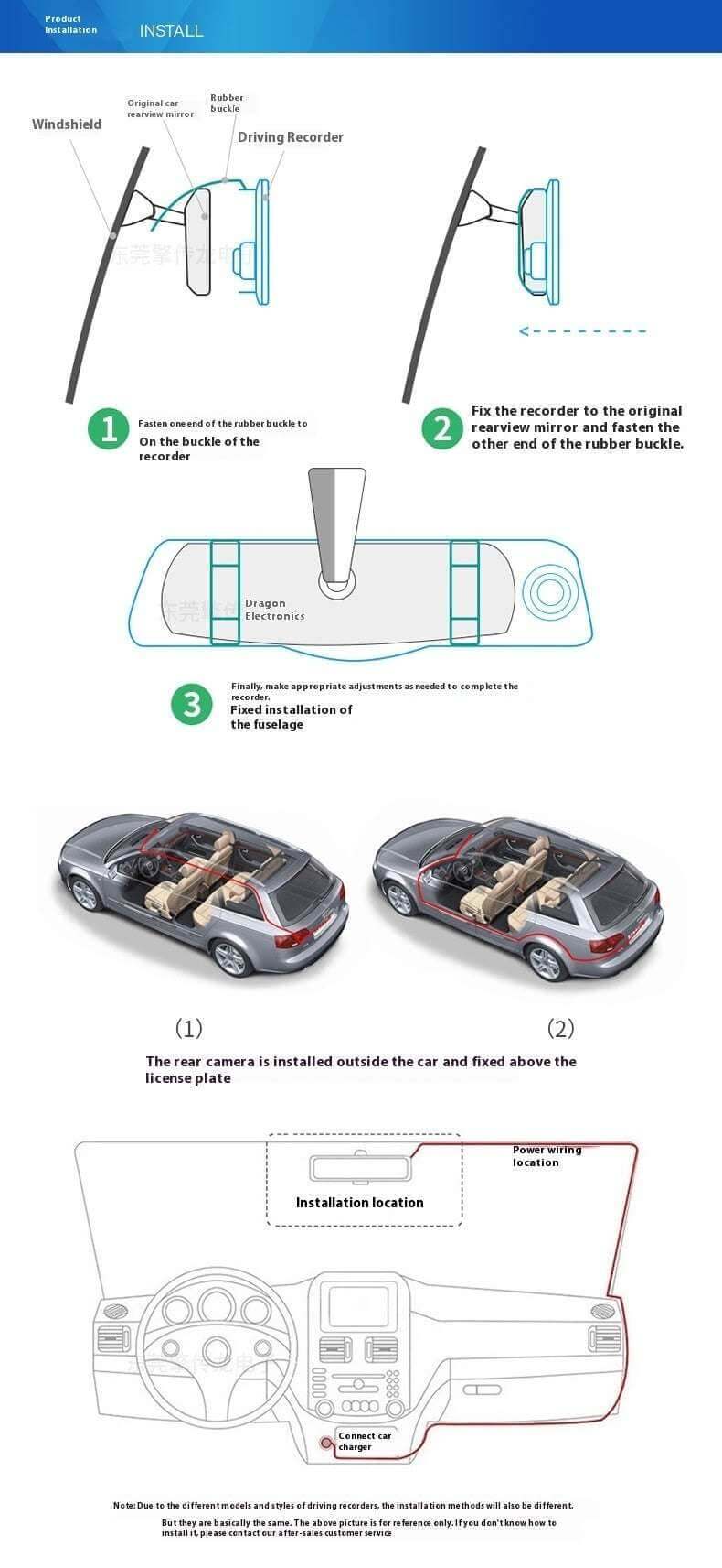 Streaming Media Rearview Mirror Tachograph 10-inch Full Screen Touch HD Night Vision Front And Rear Dual Lens Reversing Image - Gadget Aliens