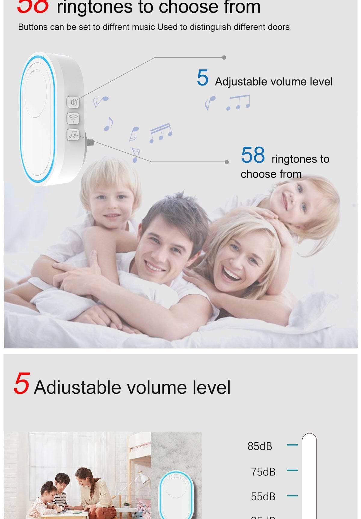 Hot Sale In Foreign Trade Wireless Doorbell Alarm 433Mhz With Tamper-Proof, Compatible With Various 433 Wireless Detectors - Gadget Aliens