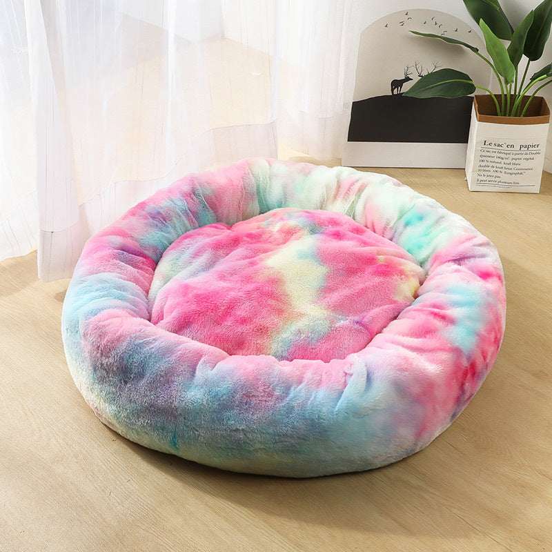 Calming Donut Pet Bed – Soft Plush Anti-Anxiety Nest