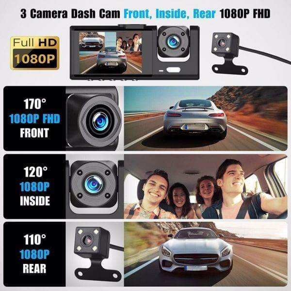 High Definition 1080P Front And Rear Built-in Dual Lens Car Dashcam - Gadget Aliens