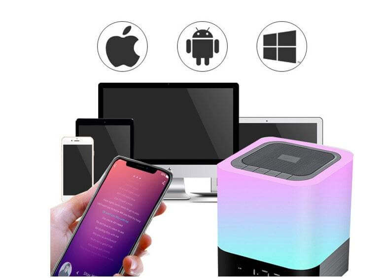 Bluetooth Speaker with Multi-coloured LED Nightlight and Alarm Clock - Gadget Aliens