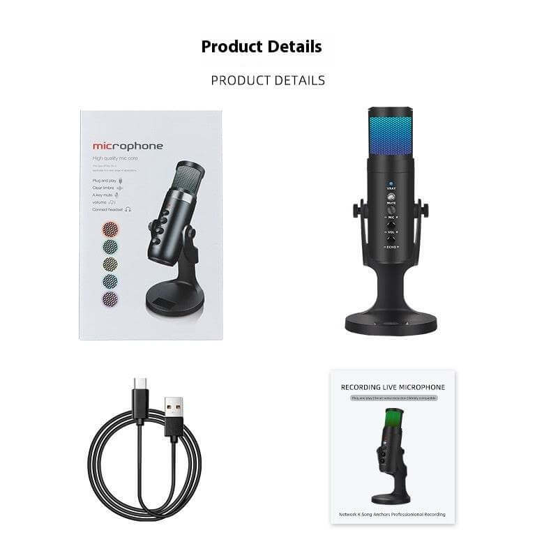 RGB Colorful Breathing Ambience Light USB Condenser Microphone - Gadget Aliens