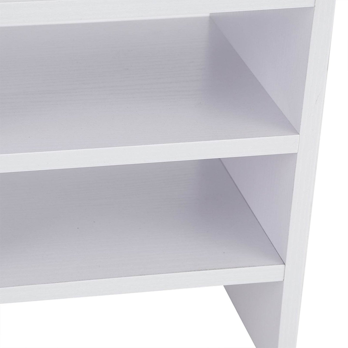 Computer Laptop Monitor Riser Stand Desktop Wooden Storage Organizer 3 Layer Shelf (White) - Gadget Aliens