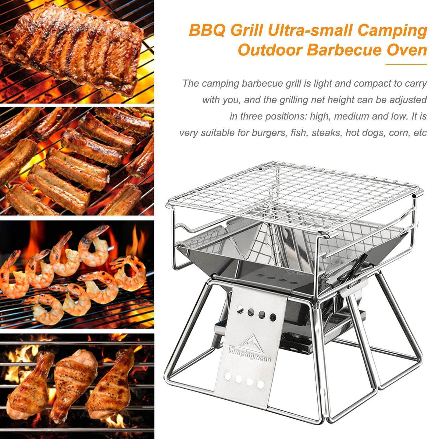 Portable Stainless Steel BBQ Grill Non-stick Surface Folding Barbecue Grill Outdoor Camping Picnic Tool - Gadget Aliens