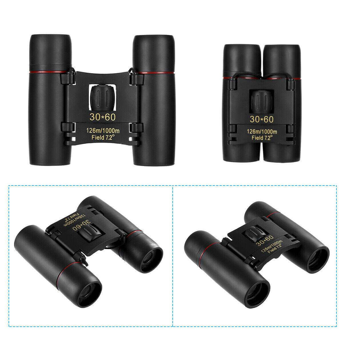 Binoculars 30x60 Zoom Travel Compact Folding Telescope Hunting Day Night Outdoor Small Pocket Binoculars Compact Adults, Mini Kids Binoculars Boys For Bird Watching, Concert Theatre Opera - Gadget Aliens