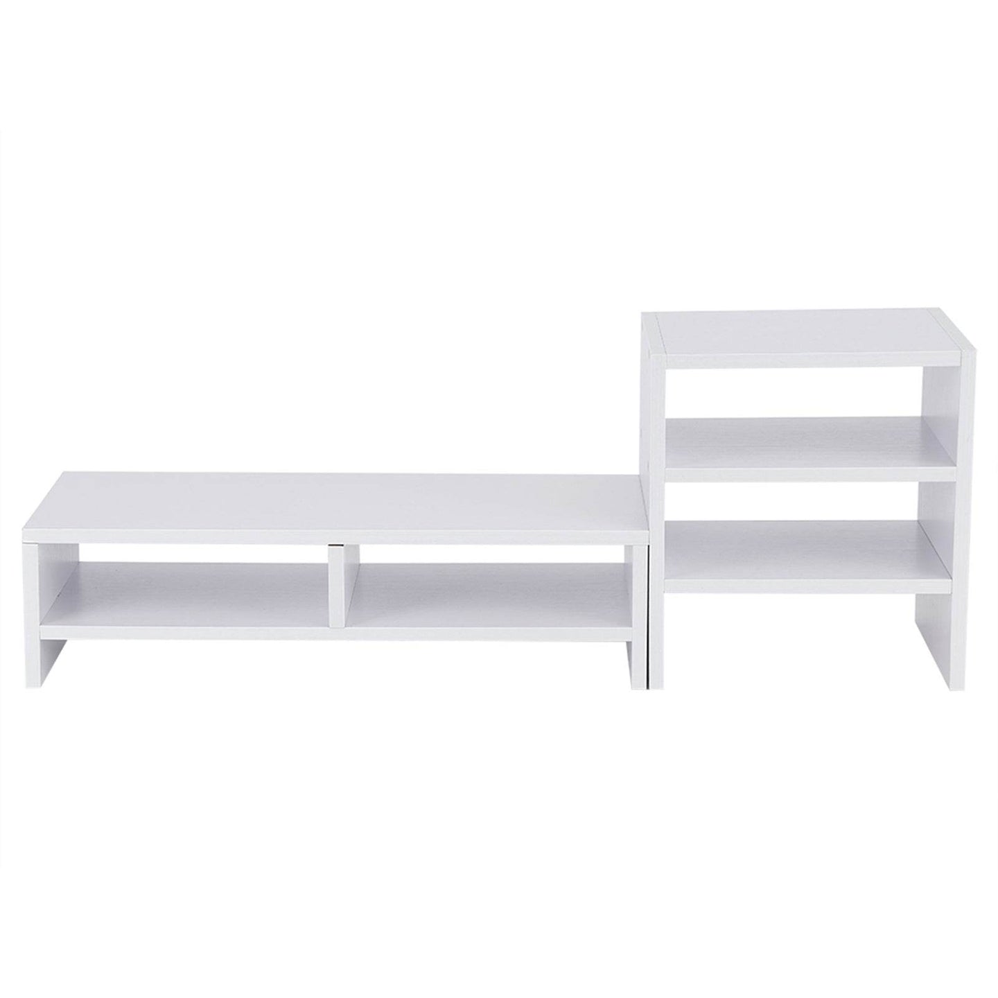 Computer Laptop Monitor Riser Stand Desktop Wooden Storage Organizer 3 Layer Shelf (White) - Gadget Aliens