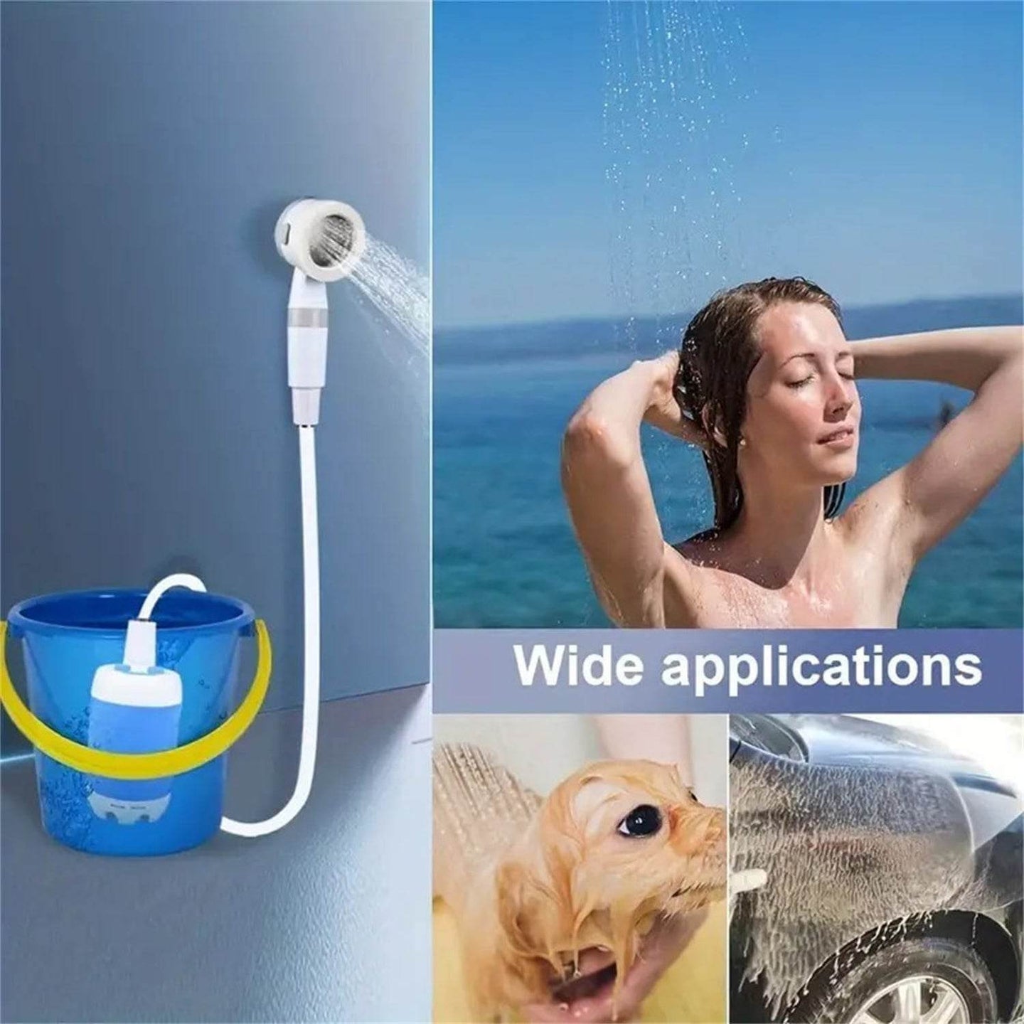 Outdoor Camping Shower Portable Electric Shower Gadgets Waterproof 5000mAh Rechargeable Battery Powered For Hiking Traveling - Gadget Aliens