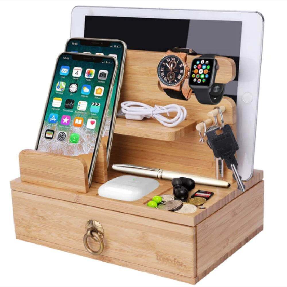 Organize And Store Wooden Phone Accessories - Gadget Aliens