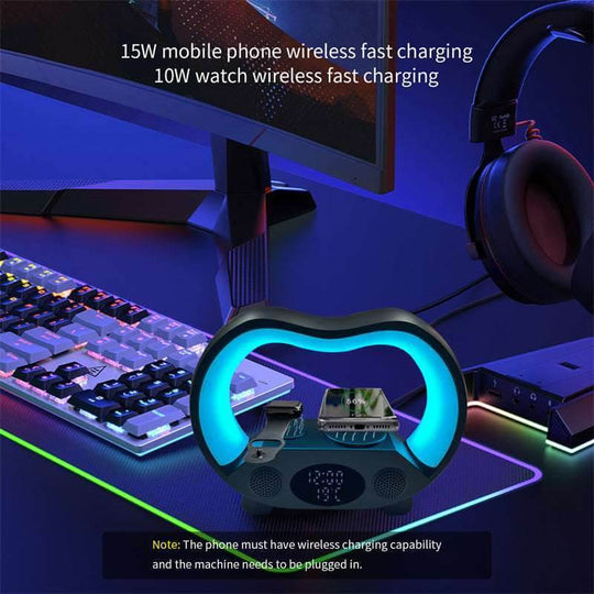 2024 New 6 In 1 Smart Remote Control Bluetooth-compatible Ambience Intelligent LED Table Lamp Multi-function Wireless Charger Night Light Bluetooth-compatible Speaker - Gadget Aliens