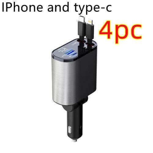 Metal Car Charger 100W Super Fast Charging Car Cigarette Lighter USB And TYPE-C Adapter - Gadget Aliens