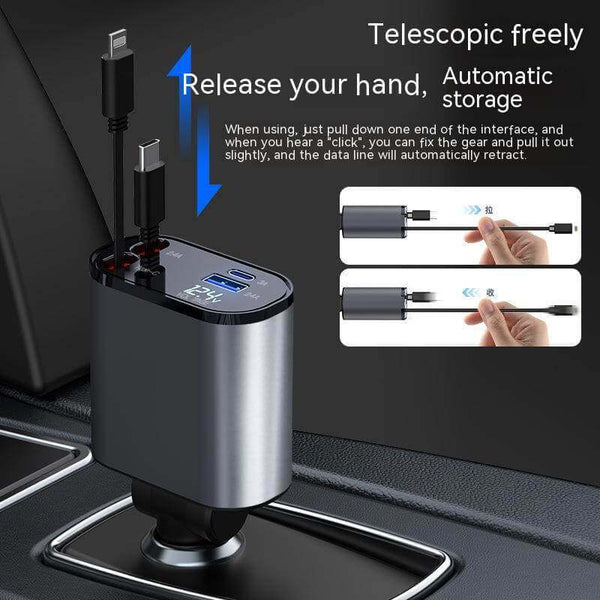 Metal Car Charger 100W Super Fast Charging Car Cigarette Lighter USB And TYPE-C Adapter - Gadget Aliens 