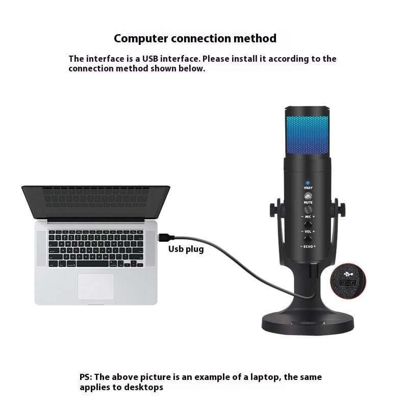 RGB Colorful Breathing Ambience Light USB Condenser Microphone - Gadget Aliens