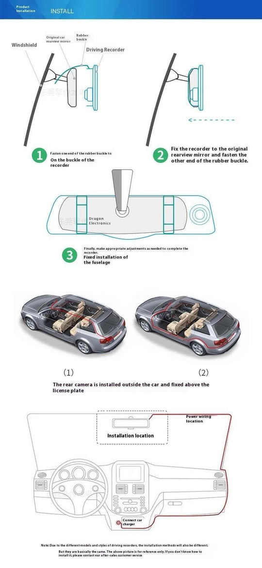 Streaming Media Rearview Mirror Tachograph 10-inch Full Screen Touch HD Night Vision Front And Rear Dual Lens Reversing Image - Gadget Aliens