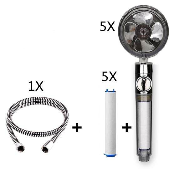 Propeller Driven Shower Head With Stop Button And Cotton Filter Turbocharged High Pressure Handheld Shower Nozzle - Gadget Aliens 