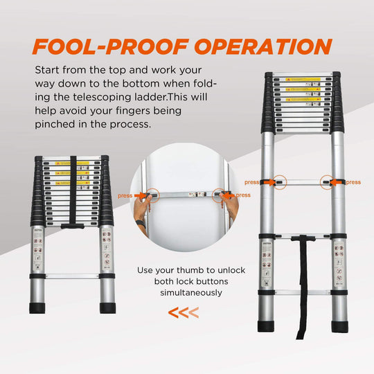 Aluminum Telescoping Ladder For Outdoor Work - Gadget Aliens 