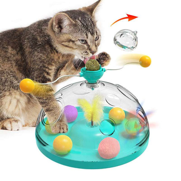 Multi-Functional Interactive Cat Toy – Twirling Stick, Catnip Ball & Enrichment Puzzle Feeder