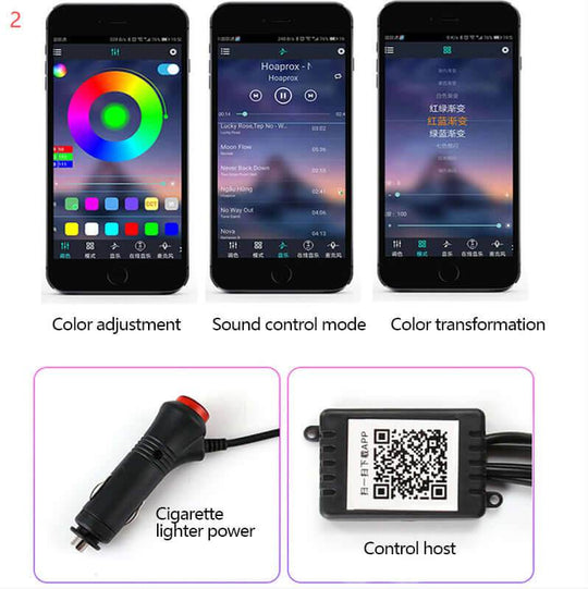 Car Fiber Optic Ambient Light Modified Car Interior Cool Light APP Rhythm Light - Gadget Aliens