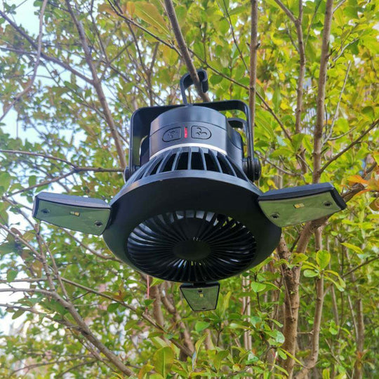Solar Camping Light Foldable Fan Hanging Hook Rechargeable Battery Operated USB 3 Level Air Flow Fan For Camping Tent - Gadget Aliens 