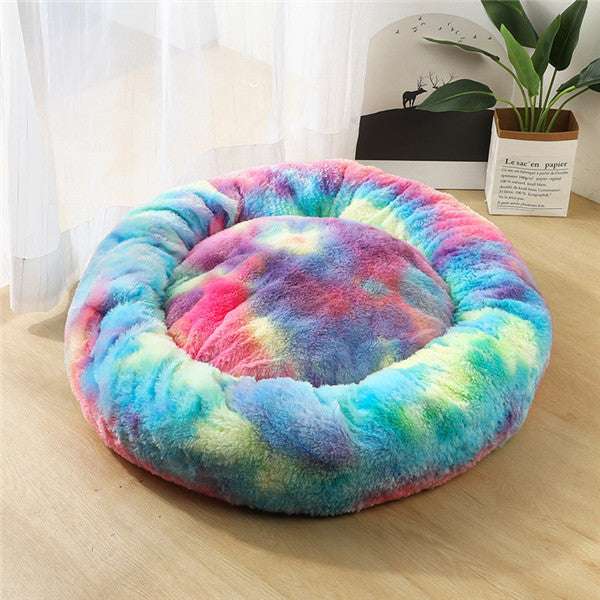 Calming Donut Pet Bed – Soft Plush Anti-Anxiety Nest