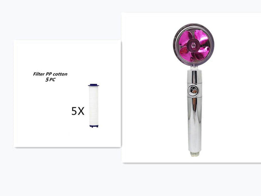 Propeller Driven Shower Head With Stop Button And Cotton Filter Turbocharged High Pressure Handheld Shower Nozzle - Gadget Aliens