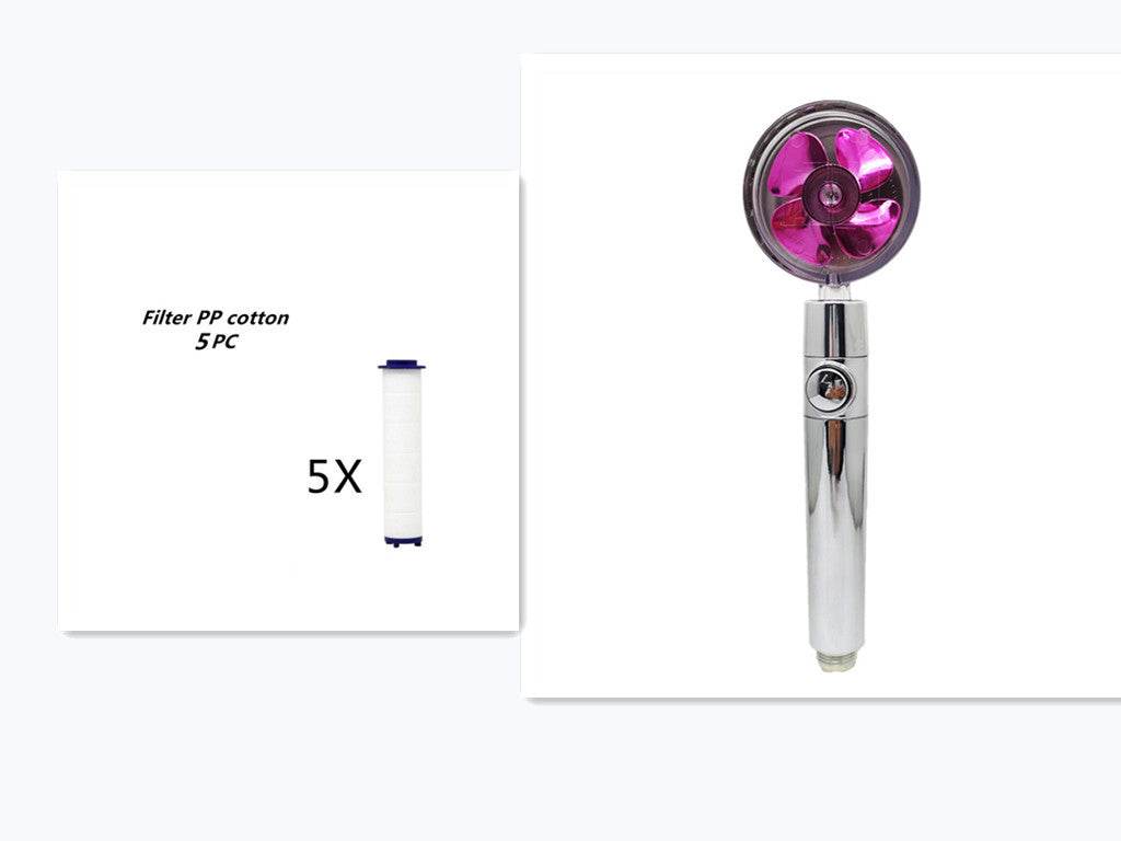 Propeller Driven Shower Head With Stop Button And Cotton Filter Turbocharged High Pressure Handheld Shower Nozzle - Gadget Aliens 