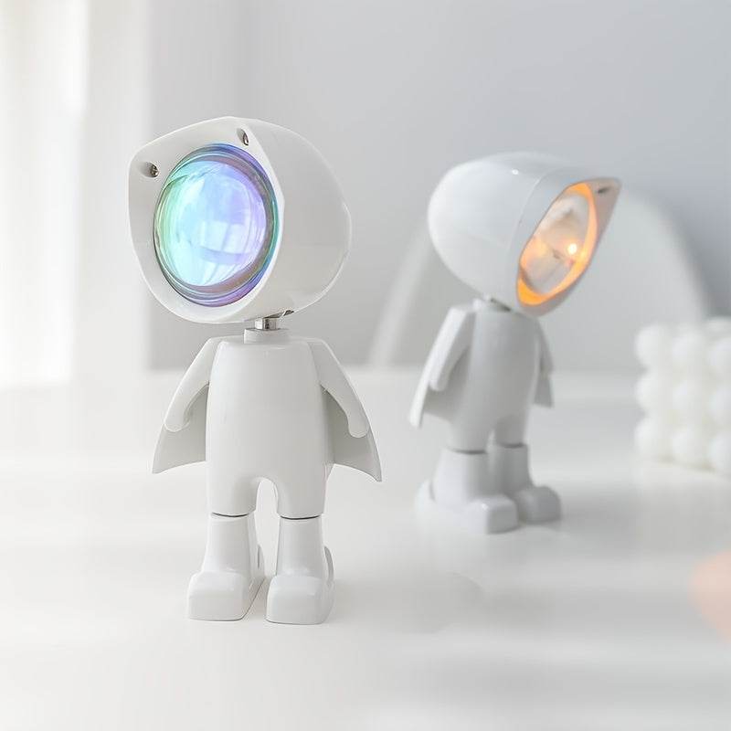 Rainbow Sunset Light Projector Lamp Atmosphere Led Night Light Romantic Mood Light Projector For Home Room Background Wall Decor Cute Robot Night Light Perfect For Home Decor - Gadget Aliens 
