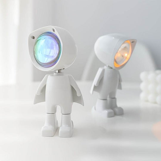 Rainbow Sunset Light Projector Lamp Atmosphere Led Night Light Romantic Mood Light Projector For Home Room Background Wall Decor Cute Robot Night Light Perfect For Home Decor - Gadget Aliens 