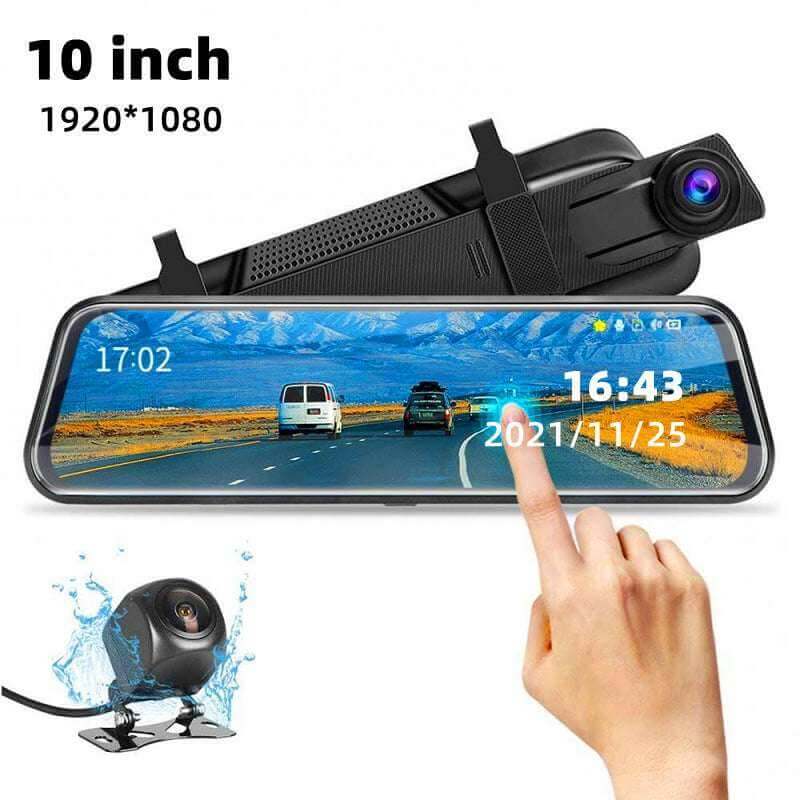 Front and Rear Dual Recording Rear View Mirror Dash Cam - Gadget Aliens