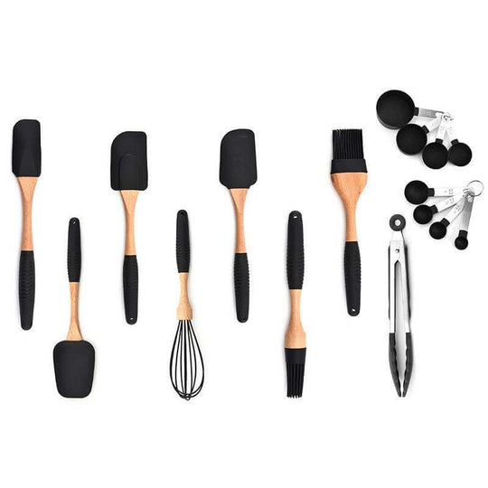 Kitchen Baking Gadgets Wooden Handle Silicone Kitchenware Storage - Gadget Aliens 