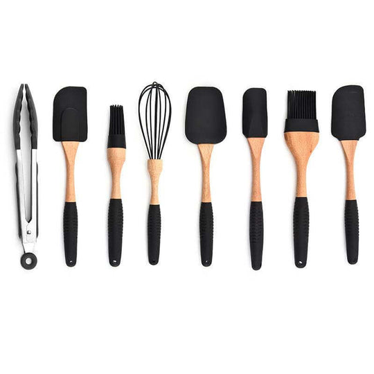 Kitchen Baking Gadgets Wooden Handle Silicone Kitchenware Storage - Gadget Aliens 