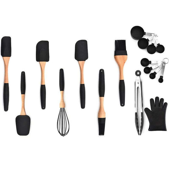 Kitchen Baking Gadgets Wooden Handle Silicone Kitchenware Storage - Gadget Aliens 