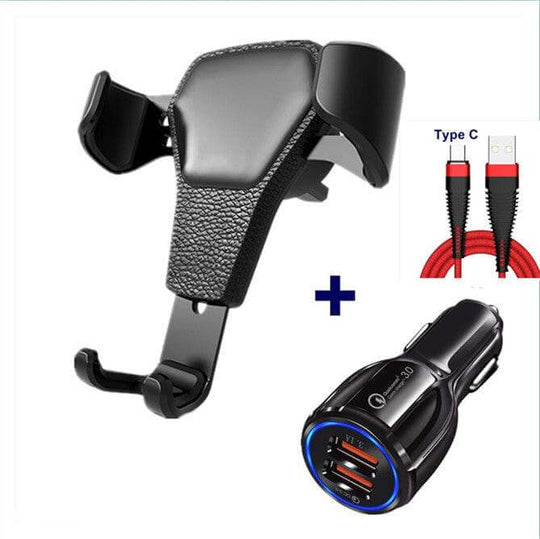 Leather grain gravity mobile phone car holder - Gadget Aliens