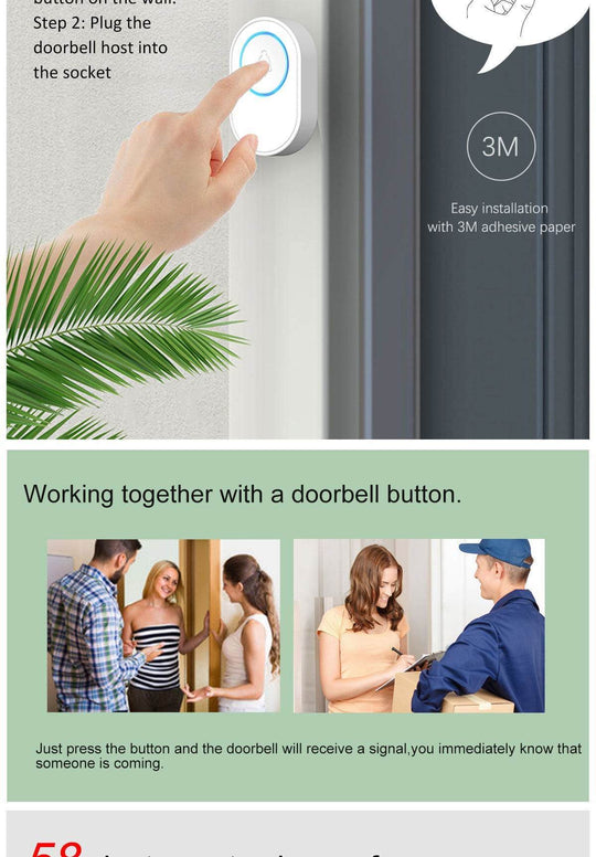 Hot Sale In Foreign Trade Wireless Doorbell Alarm 433Mhz With Tamper-Proof, Compatible With Various 433 Wireless Detectors - Gadget Aliens