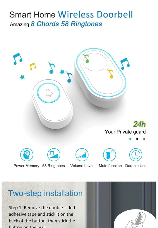 Hot Sale In Foreign Trade Wireless Doorbell Alarm 433Mhz With Tamper-Proof, Compatible With Various 433 Wireless Detectors - Gadget Aliens 