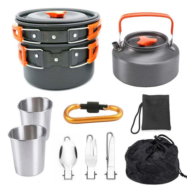 Outdoor Portable Cookware Mess Kit Camping Hiking Picnic - Gadget Aliens 