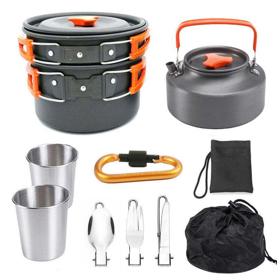 Outdoor Portable Cookware Mess Kit Camping Hiking Picnic - Gadget Aliens