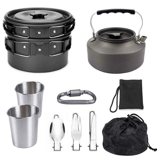 Outdoor Portable Cookware Mess Kit Camping Hiking Picnic - Gadget Aliens