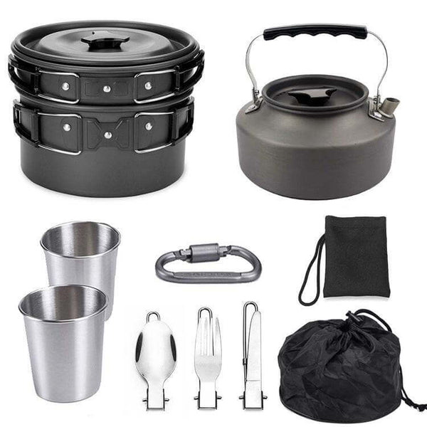 Outdoor Portable Cookware Mess Kit Camping Hiking Picnic - Gadget Aliens 