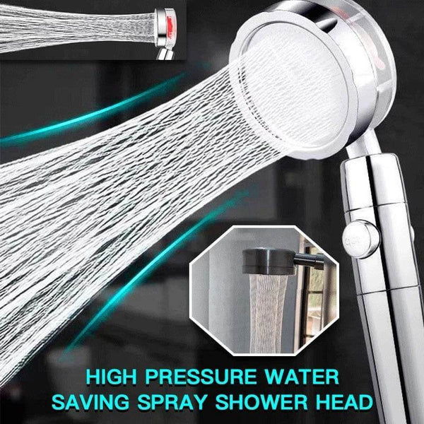 Propeller Driven Shower Head With Stop Button And Cotton Filter Turbocharged High Pressure Handheld Shower Nozzle - Gadget Aliens