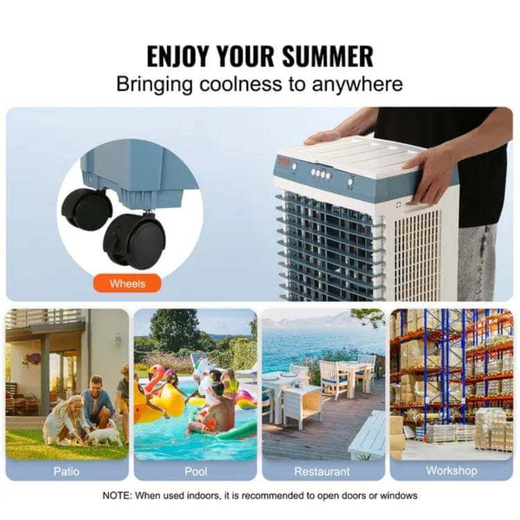VEVOR Evaporative Air Cooler – 3-speed oscillating swamp cooler for indoor use - Gadget Aliens