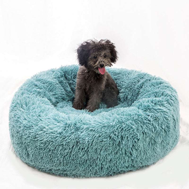 Plush Donut Pet Nest – Calming Bed for Cats & Dogs