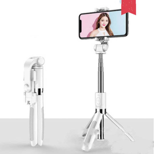 Compatible with Apple, Tripod Selfie Stick Mobile Universal Live Triangle Bracket One Bluetooth Selfie Artifact - Gadget Aliens