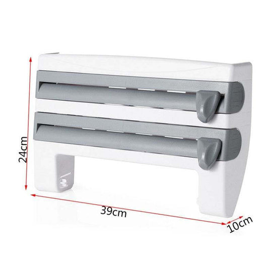 4-In-1 Kitchen Roll Holder Dispenser Kitchen Foil Film Wrap Tissue Paper 4 IN 1 Kitchen Roll Holder Dispenser - Gadget Aliens