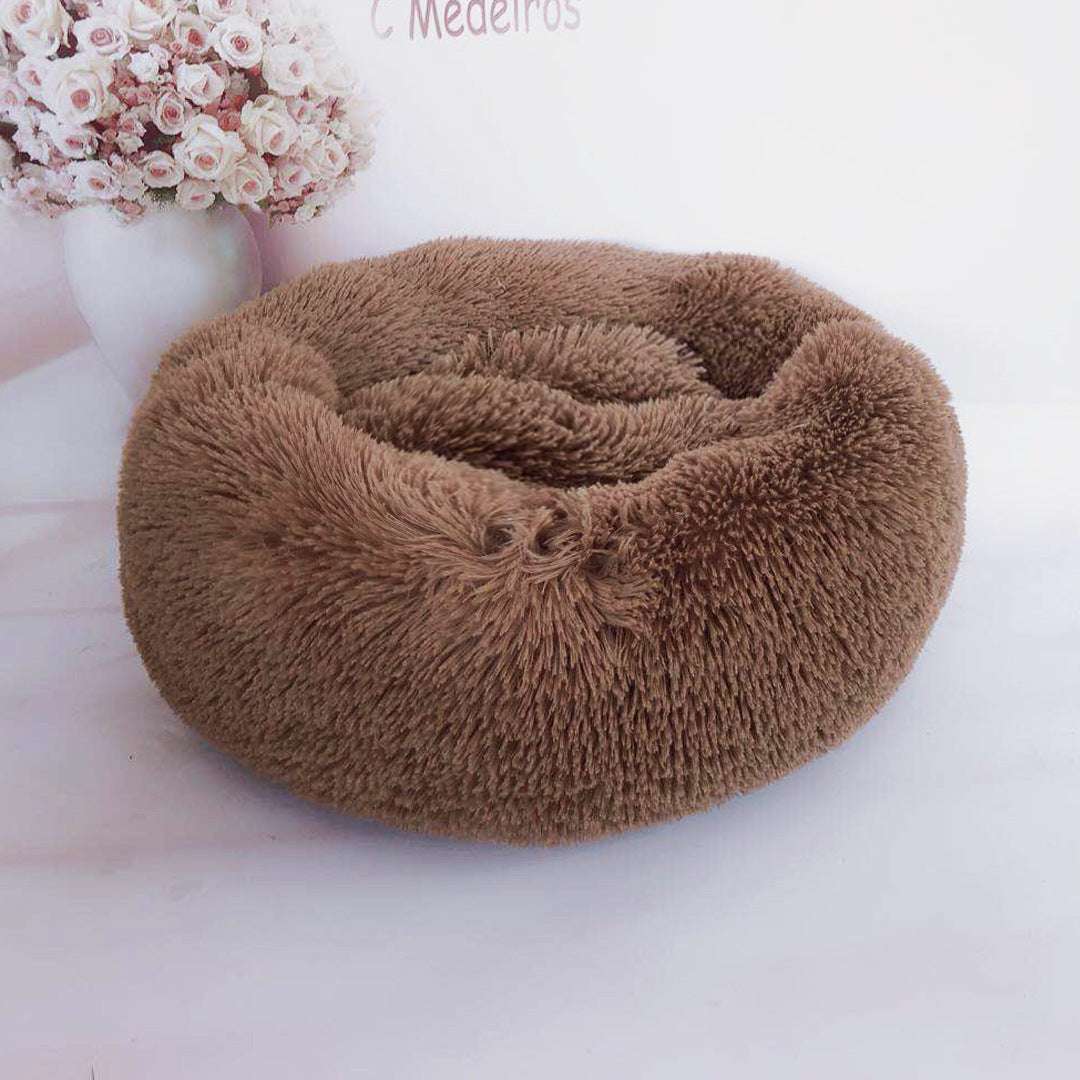 Plush Donut Pet Nest – Calming Bed for Cats & Dogs