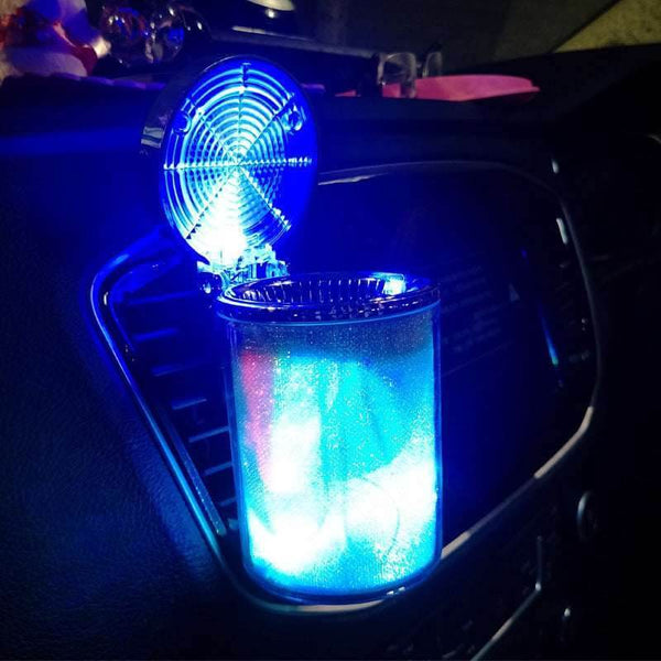 Car Ashtray With LED Light RGB Ambient Light Cigarette Cigar Ash Tray Container Trash Can Portable Ashtray Auto Accessories - Gadget Aliens 