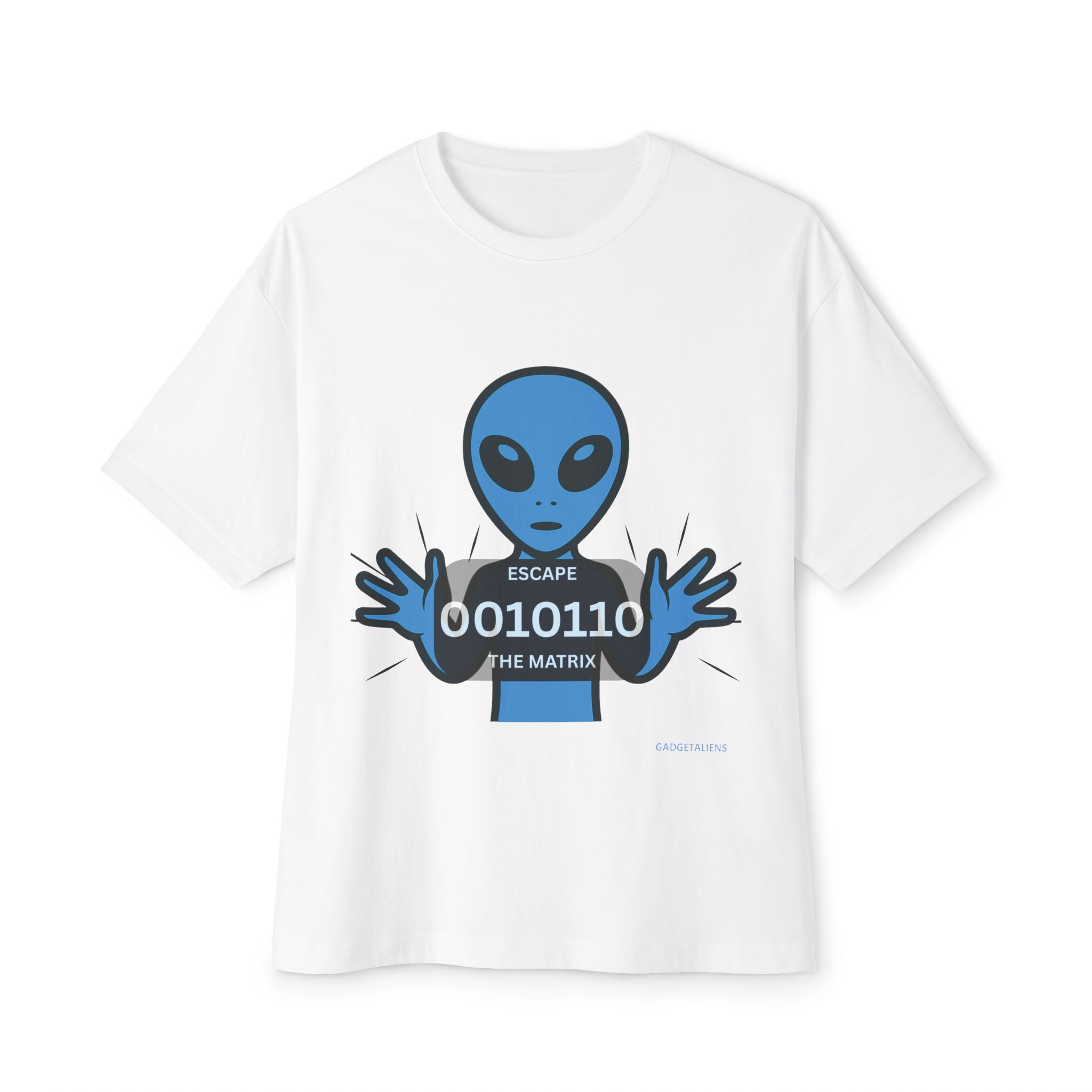 New Earth 0010110 Alien Tee – Unisex Boxy Fit Shirt for Good Vibes & Casual Style