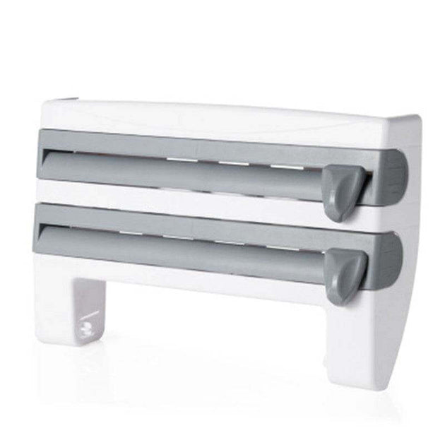 4-In-1 Kitchen Roll Holder Dispenser Kitchen Foil Film Wrap Tissue Paper 4 IN 1 Kitchen Roll Holder Dispenser - Gadget Aliens 