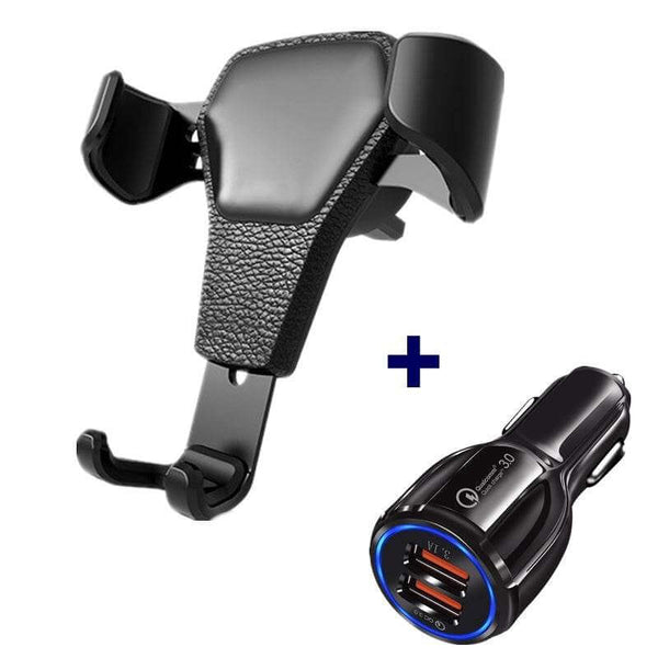 Leather grain gravity mobile phone car holder - Gadget Aliens