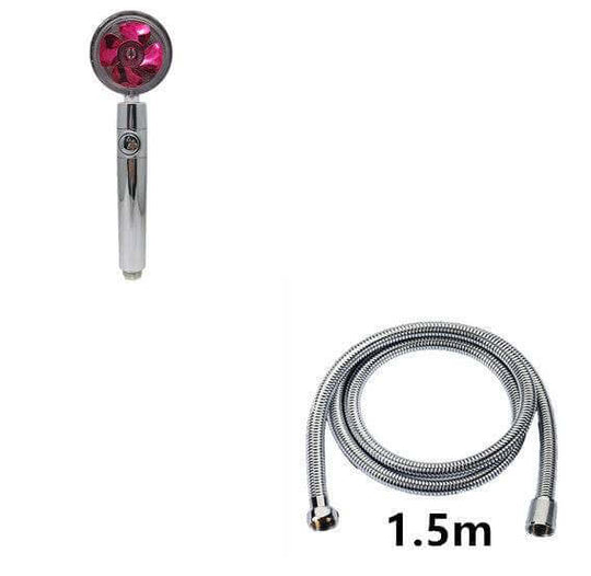 Propeller Driven Shower Head With Stop Button And Cotton Filter Turbocharged High Pressure Handheld Shower Nozzle - Gadget Aliens