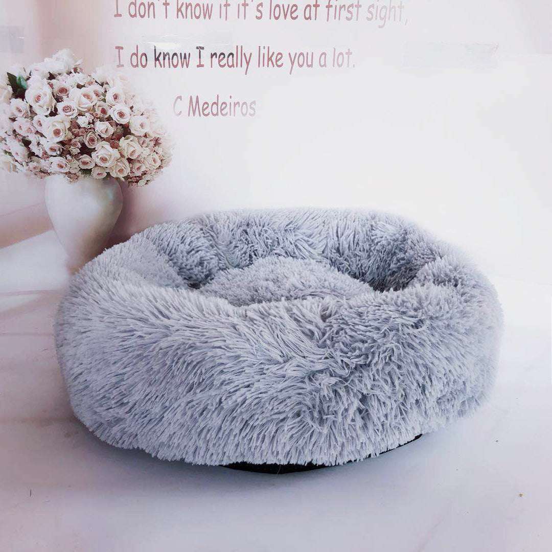 Plush Donut Pet Nest – Calming Bed for Cats & Dogs